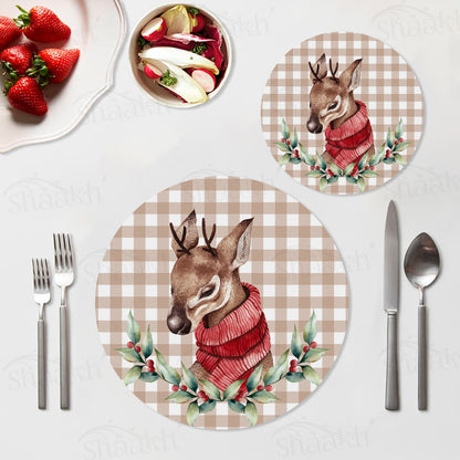 Christmas Deer Coordinated Set | TWC 097 ( 8 Mats, 4 Trivets )