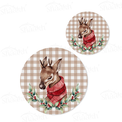 Christmas Deer Coordinated Set | TWC 097 ( 8 Mats, 4 Trivets )