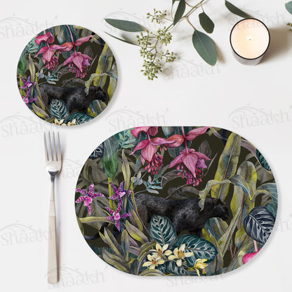 Dramatic Foliage Coordinated Set — botanical design coordinated dining set by Shaakh, handcrafted in India