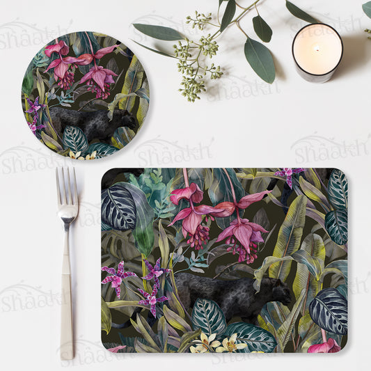 Dramatic Foliage Coordinated Set — botanical design coordinated dining set by Shaakh, handcrafted in India