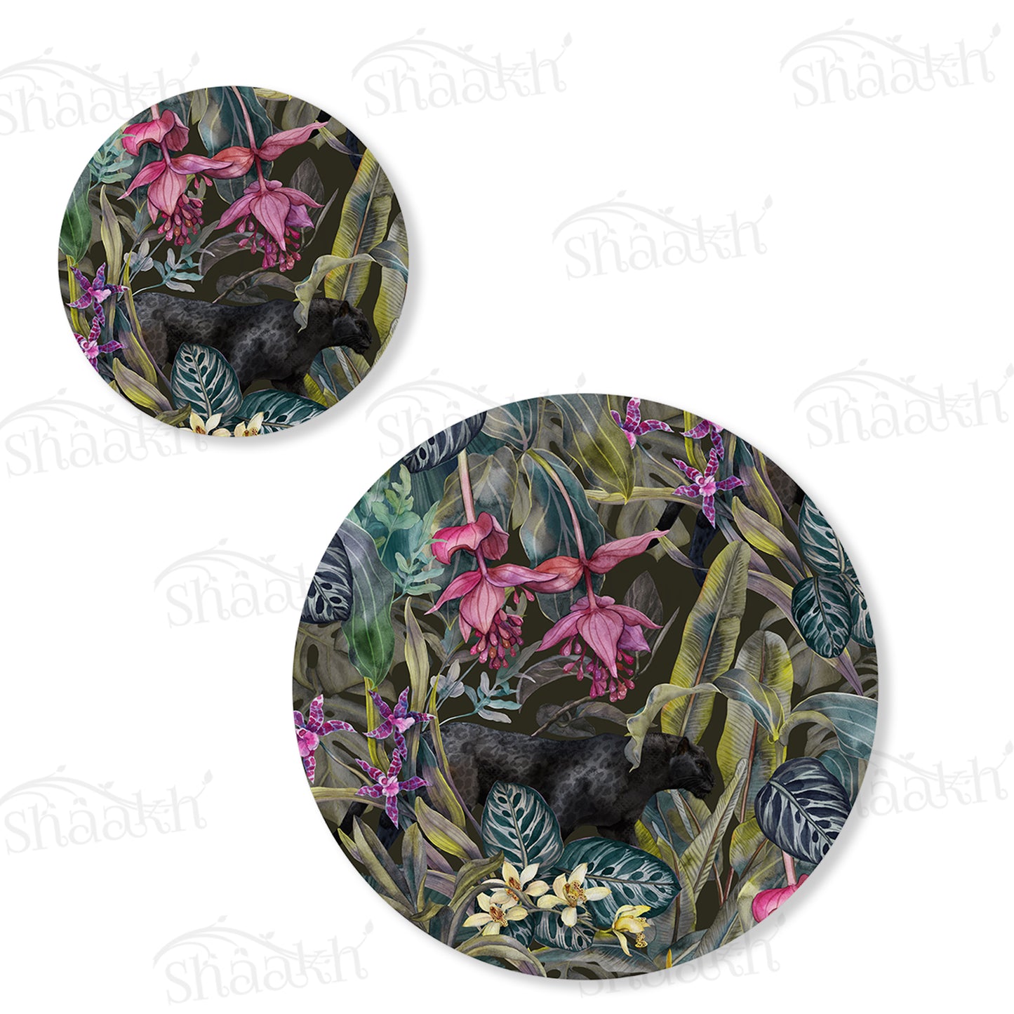 Dramatic Foliage Coordinated Set — botanical design coordinated dining set by Shaakh, handcrafted in India