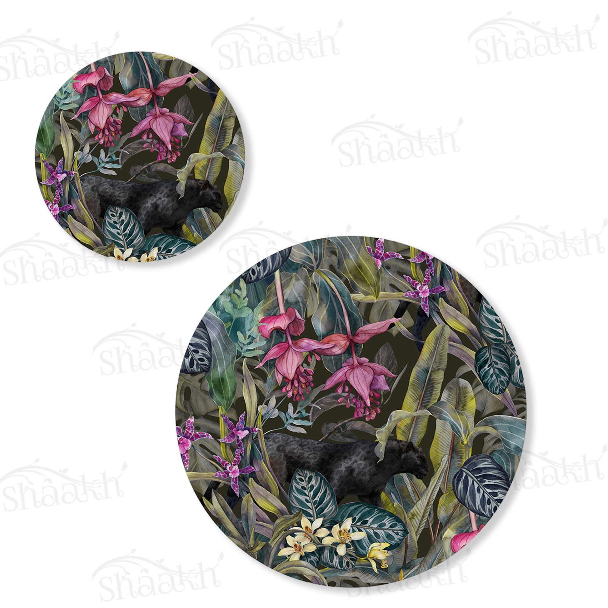 Dramatic Foliage Coordinated Set — botanical design coordinated dining set by Shaakh, handcrafted in India