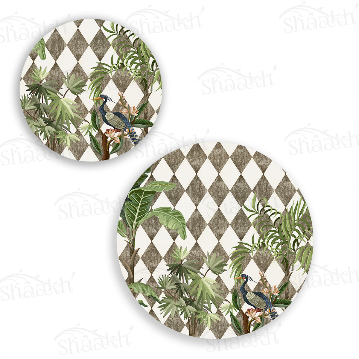 Tropic Jungle on Geometric Design Coordinated Set — abstract design coordinated dining set by Shaakh, handcrafted in India