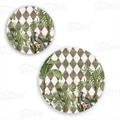 Tropic Jungle on Geometric Design Coordinated Set — abstract design coordinated dining set by Shaakh, handcrafted in India