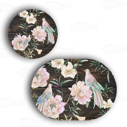 Exotic Birds and Flowers Coordinated Set — coordinated dining set by Shaakh, handcrafted in India