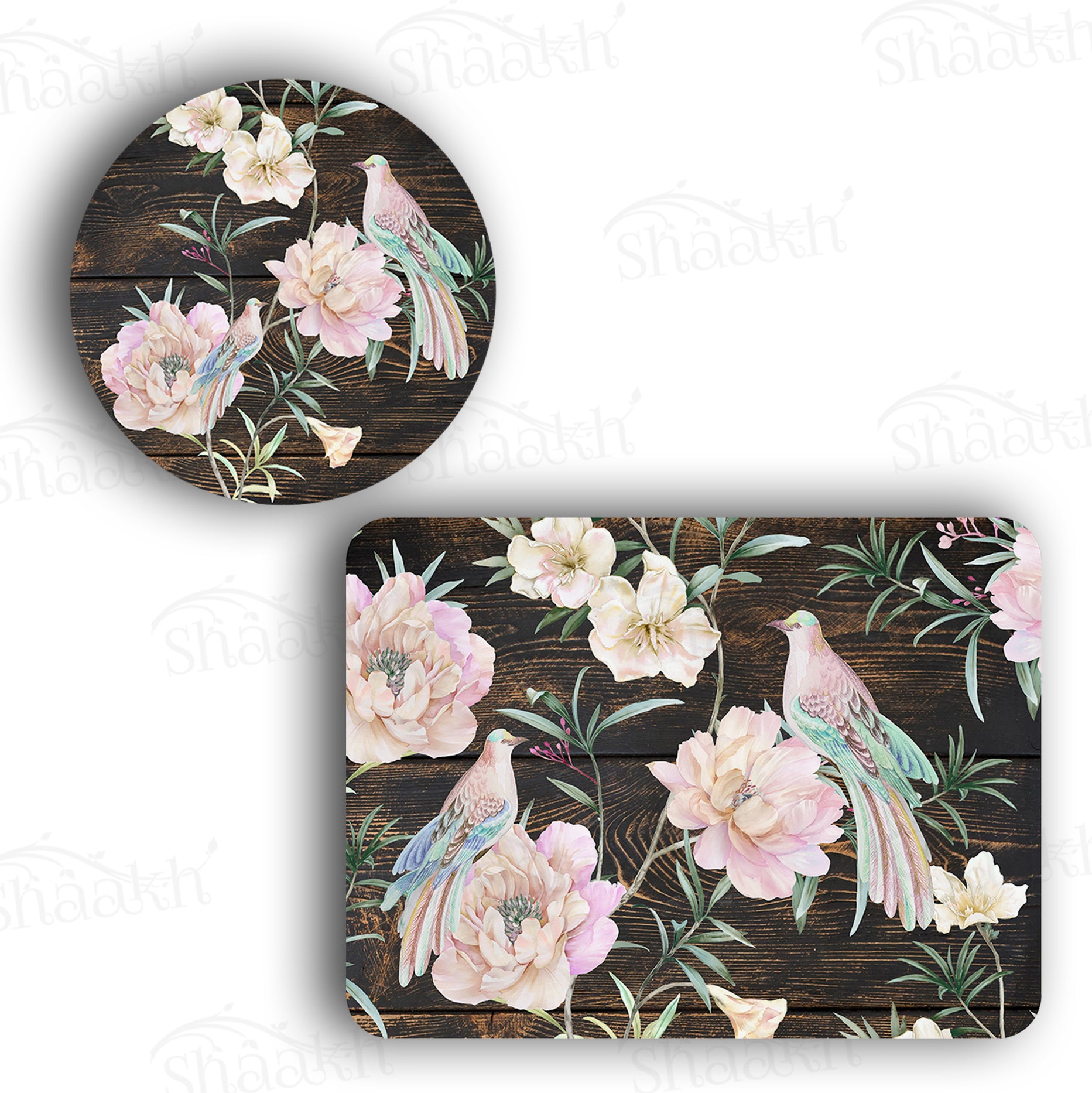 Exotic Birds and Flowers Coordinated Set — coordinated dining set by Shaakh, handcrafted in India