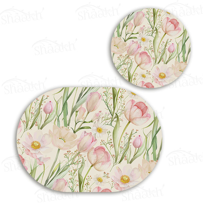 Tulip Reverie Coordinated Set | TWC 113 (8 Mats, 4 Trivets)