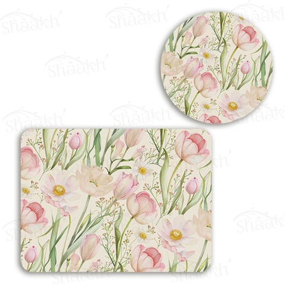 Tulip Reverie Coordinated Set | TWC 113 (8 Mats, 4 Trivets)