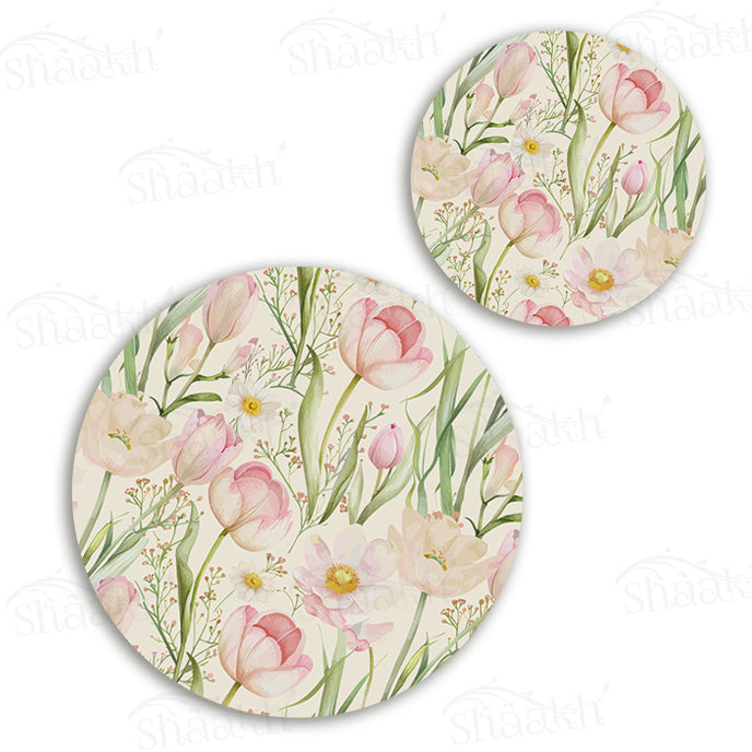 Tulip Reverie Coordinated Set | TWC 113 (8 Mats, 4 Trivets)