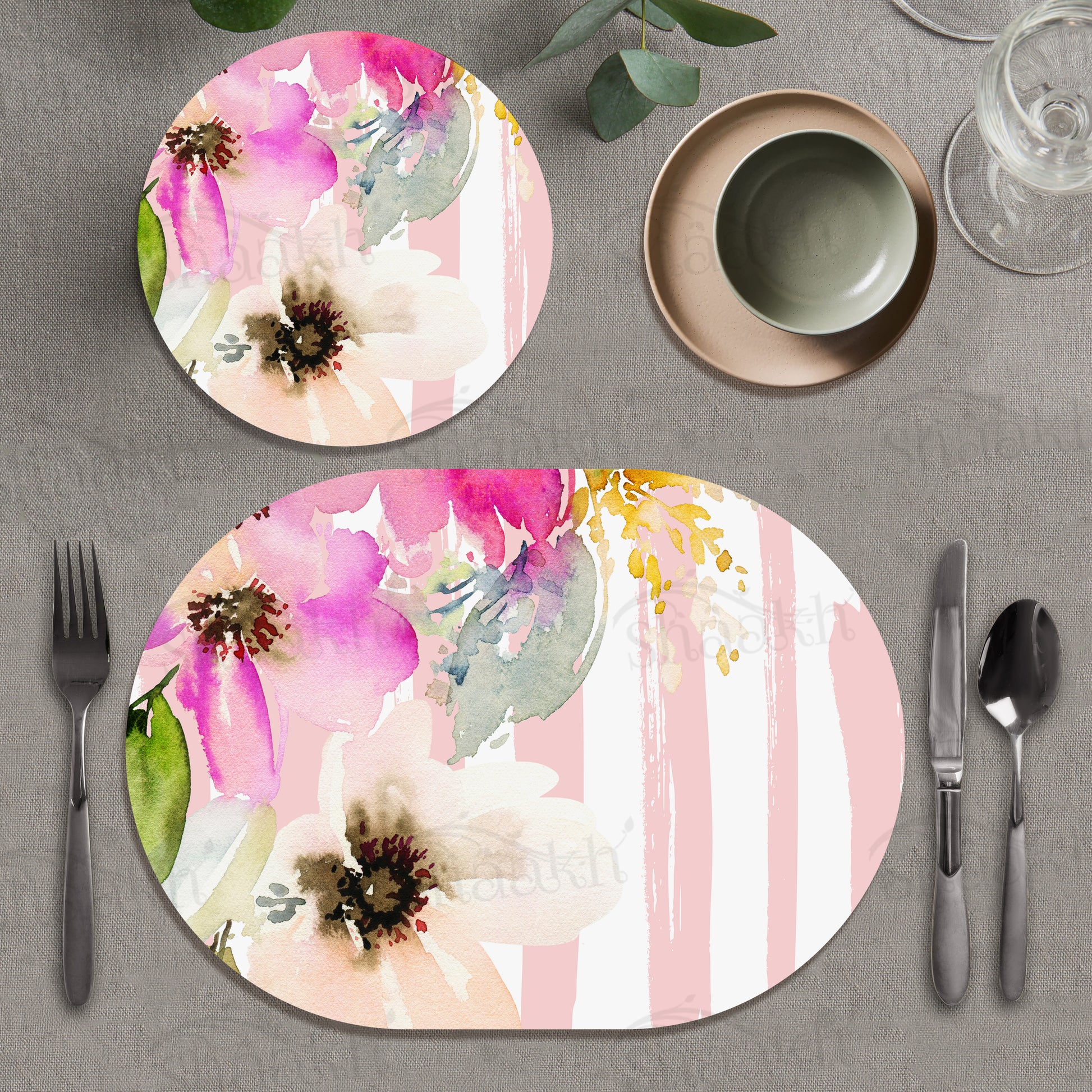 Deconstructed Pastel Color Flowers Coordinated Set — coordinated dining set by Shaakh, handcrafted in India