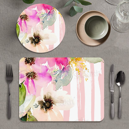 Deconstructed Pastel Color Flowers Coordinated Set — coordinated dining set by Shaakh, handcrafted in India