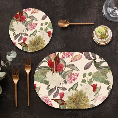 Exotic Blooms Coordinated Set — coordinated dining set by Shaakh, handcrafted in India