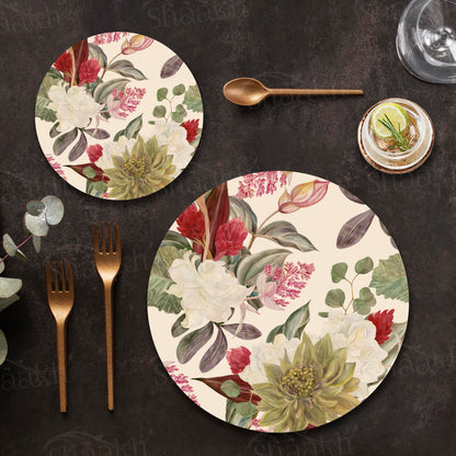 Exotic Blooms Coordinated Set — coordinated dining set by Shaakh, handcrafted in India