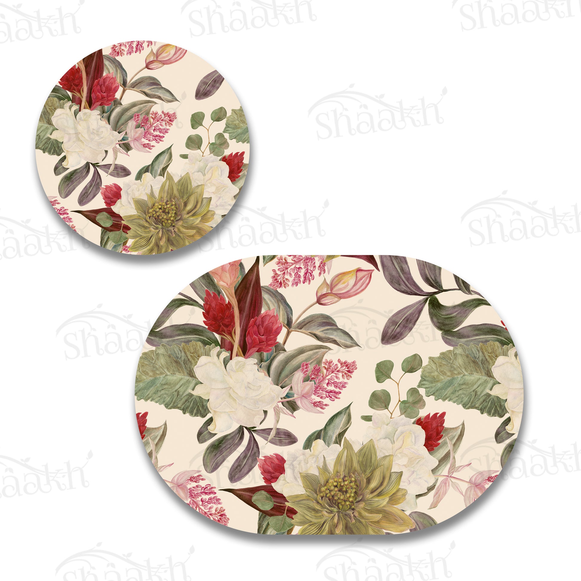 Exotic Blooms Coordinated Set — coordinated dining set by Shaakh, handcrafted in India