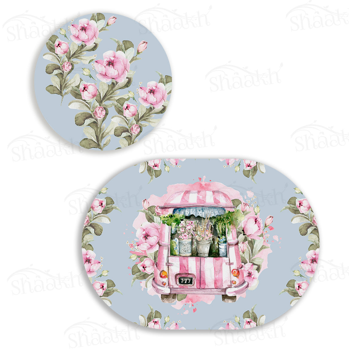 Flower Truck Coordinated Set | TWC 012 (8 Mats, 4 Trivets)