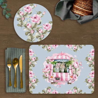 Flower Truck Coordinated Set | TWC 012 (8 Mats, 4 Trivets)