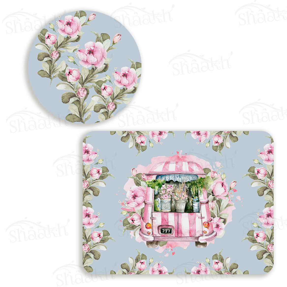 Flower Truck Coordinated Set | TWC 012 (8 Mats, 4 Trivets)