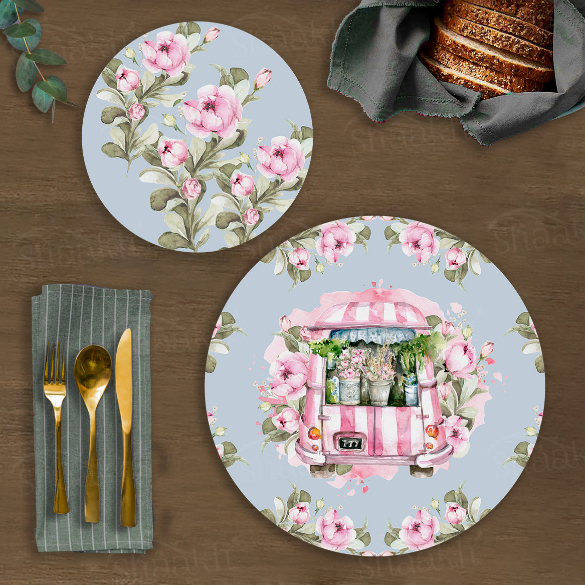 Flower Truck Coordinated Set | TWC 012 (8 Mats, 4 Trivets)