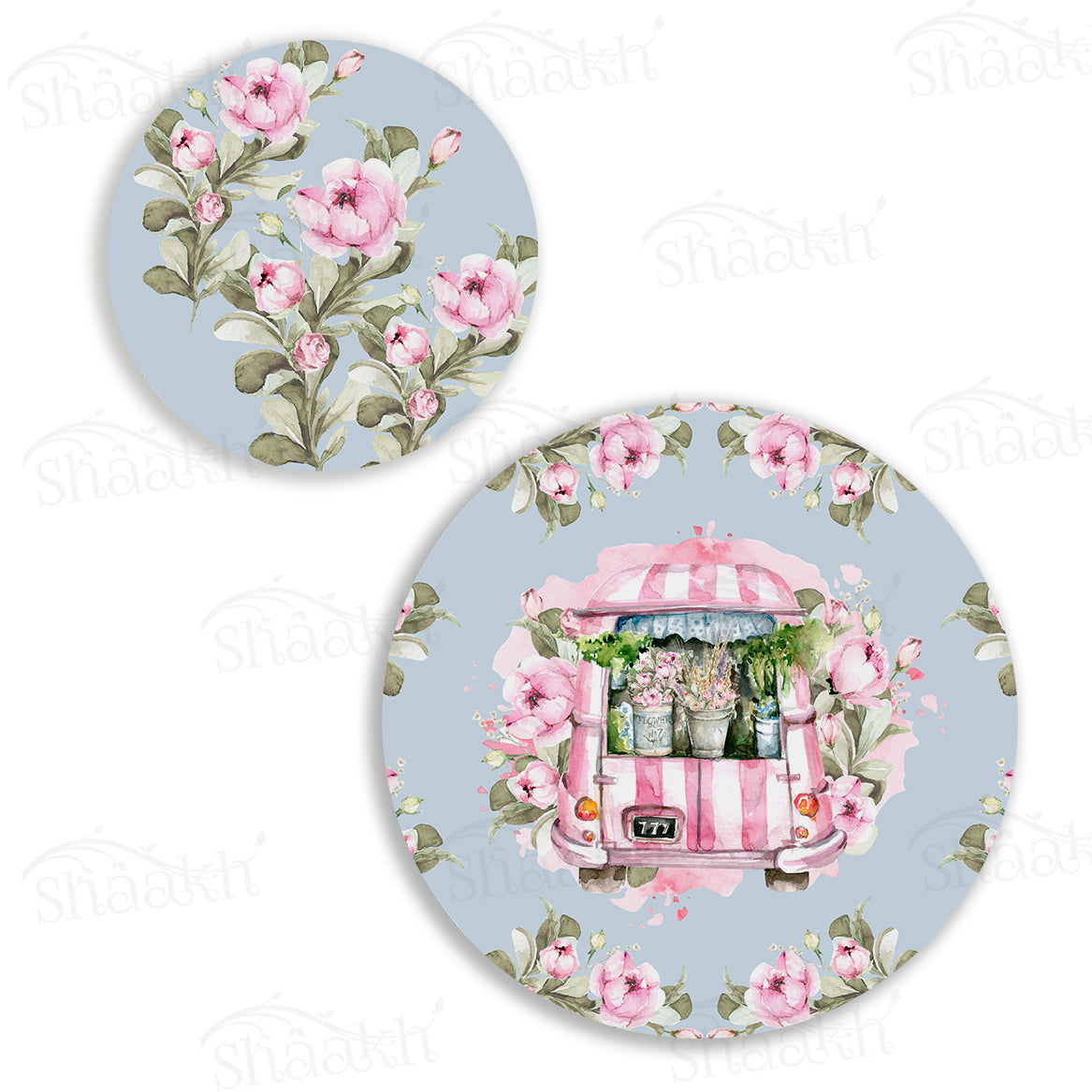 Flower Truck Coordinated Set | TWC 012 (8 Mats, 4 Trivets)