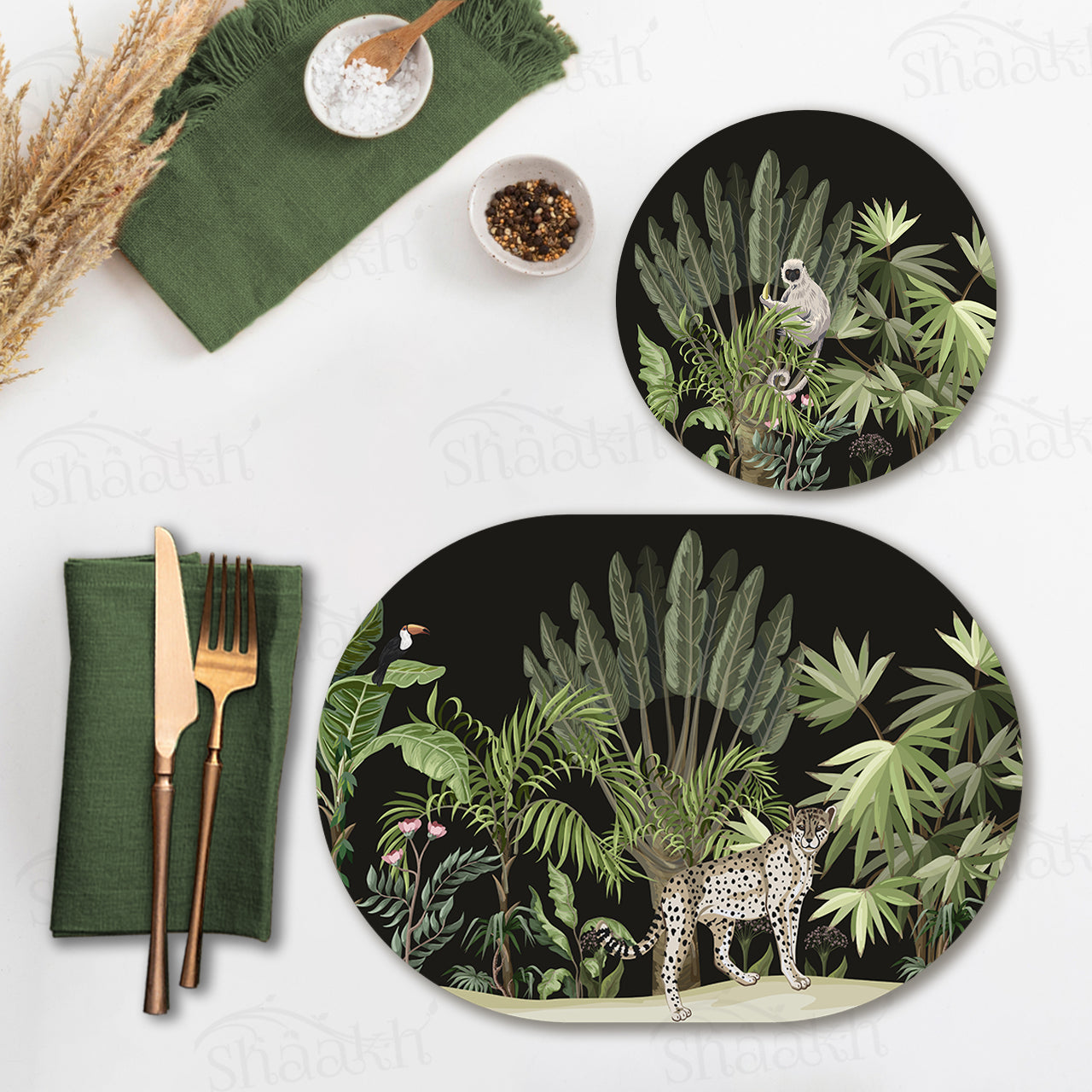 Leopard Trail Coordinated Set | TWC 015 (8 Mats, 4 Trivets)