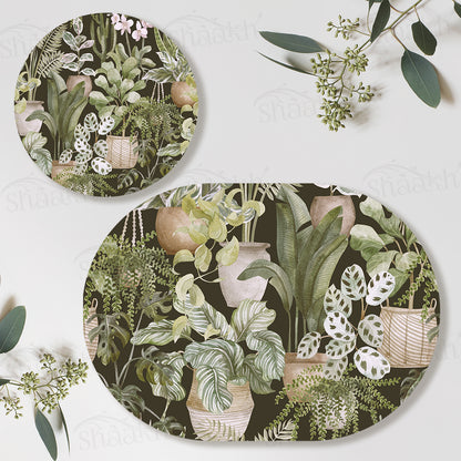 Botanical Heaven Coordinated Set — botanical design coordinated dining set by Shaakh, handcrafted in India