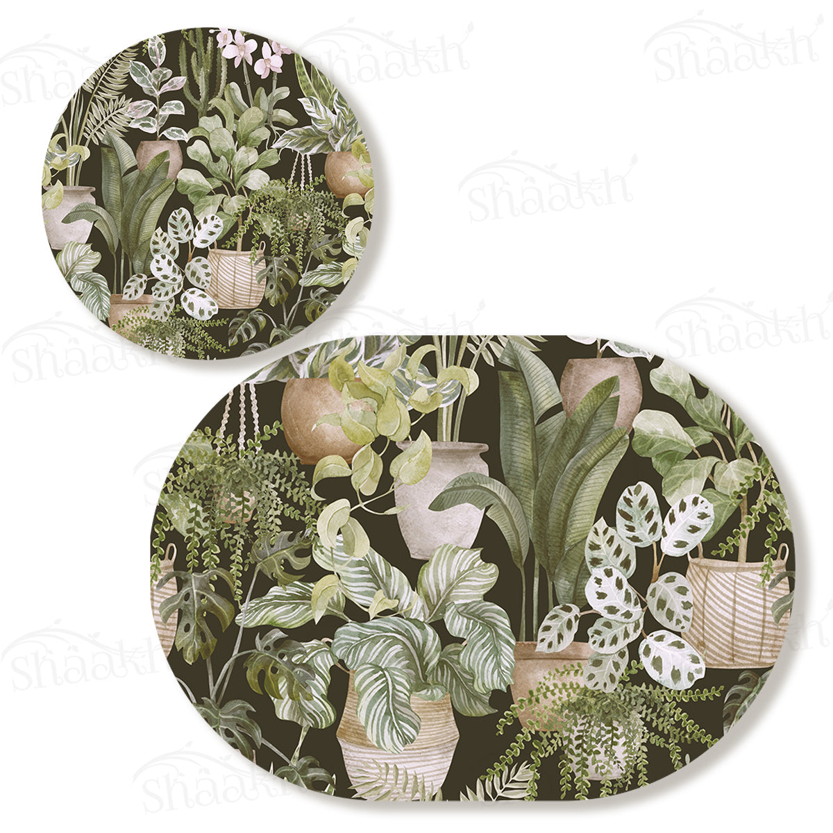 Botanical Heaven Coordinated Set — botanical design coordinated dining set by Shaakh, handcrafted in India