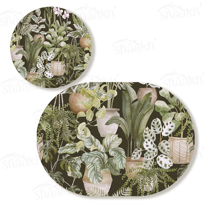 Botanical Heaven Coordinated Set — botanical design coordinated dining set by Shaakh, handcrafted in India