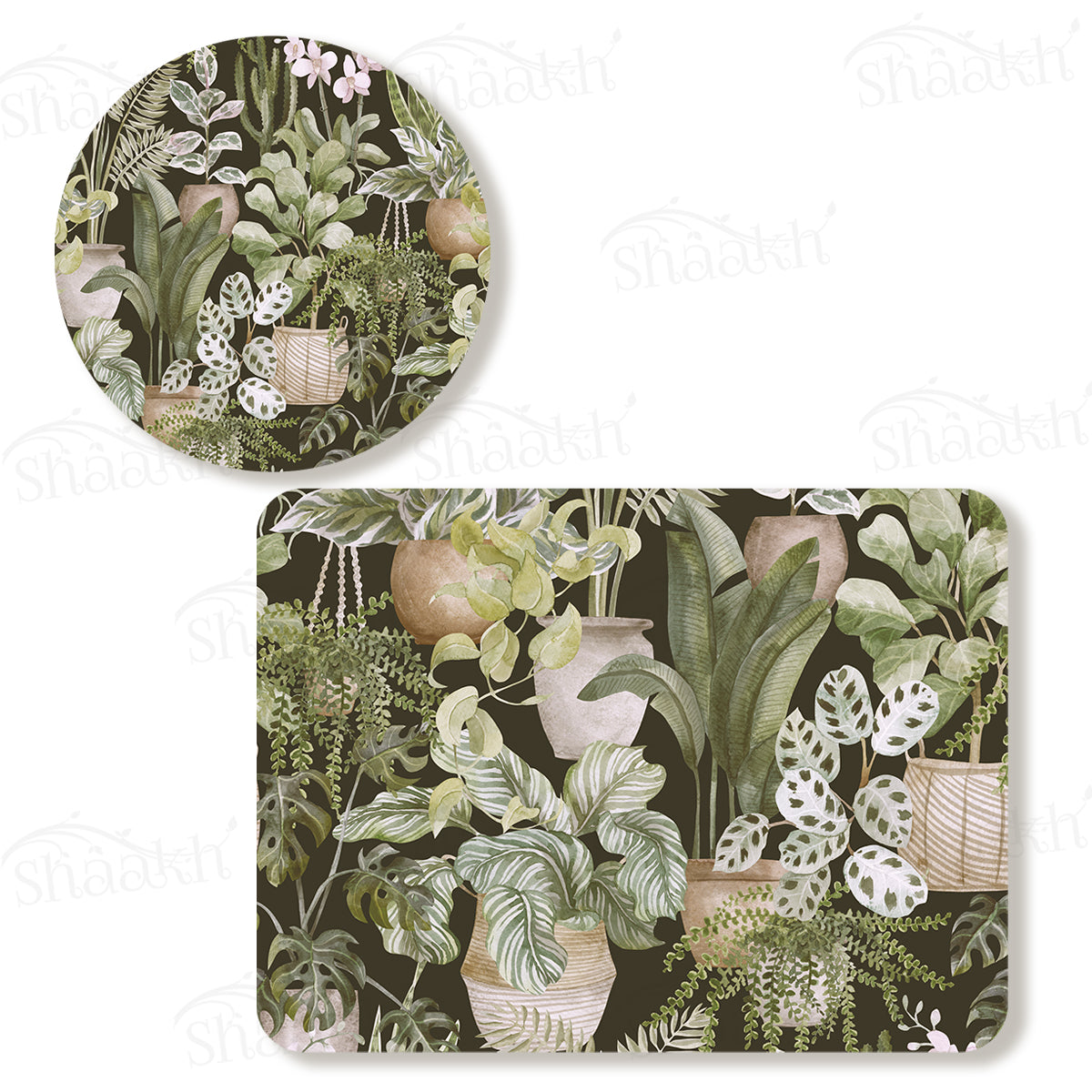 Botanical Heaven Coordinated Set — botanical design coordinated dining set by Shaakh, handcrafted in India