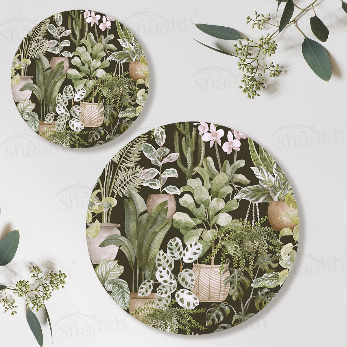 Botanical Heaven Coordinated Set — botanical design coordinated dining set by Shaakh, handcrafted in India