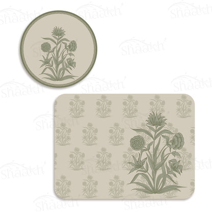Firdaus (Sage) Coordinated Set | TWC 018 (8 Mats, 4 Trivets)