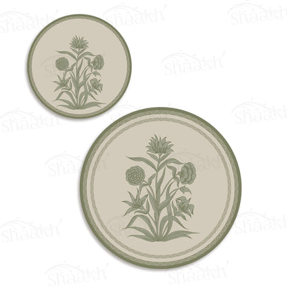 Firdaus (Sage) Coordinated Set | TWC 018 (8 Mats, 4 Trivets)