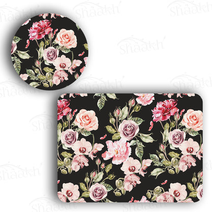 Orchid, Roses and Peony Flowers Coordinated Set — coordinated dining set by Shaakh, handcrafted in India