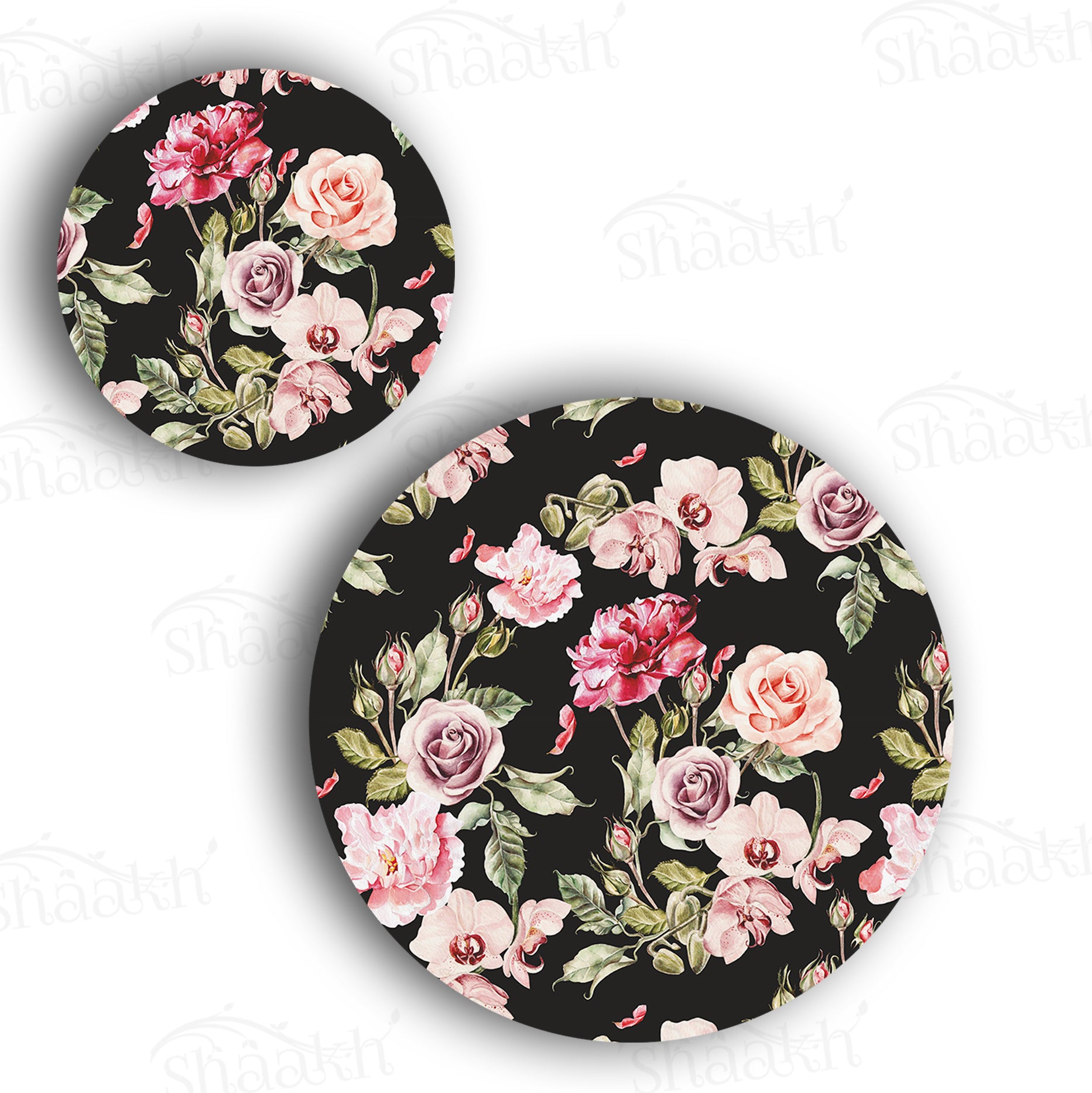 Orchid, Roses and Peony Flowers Coordinated Set — coordinated dining set by Shaakh, handcrafted in India