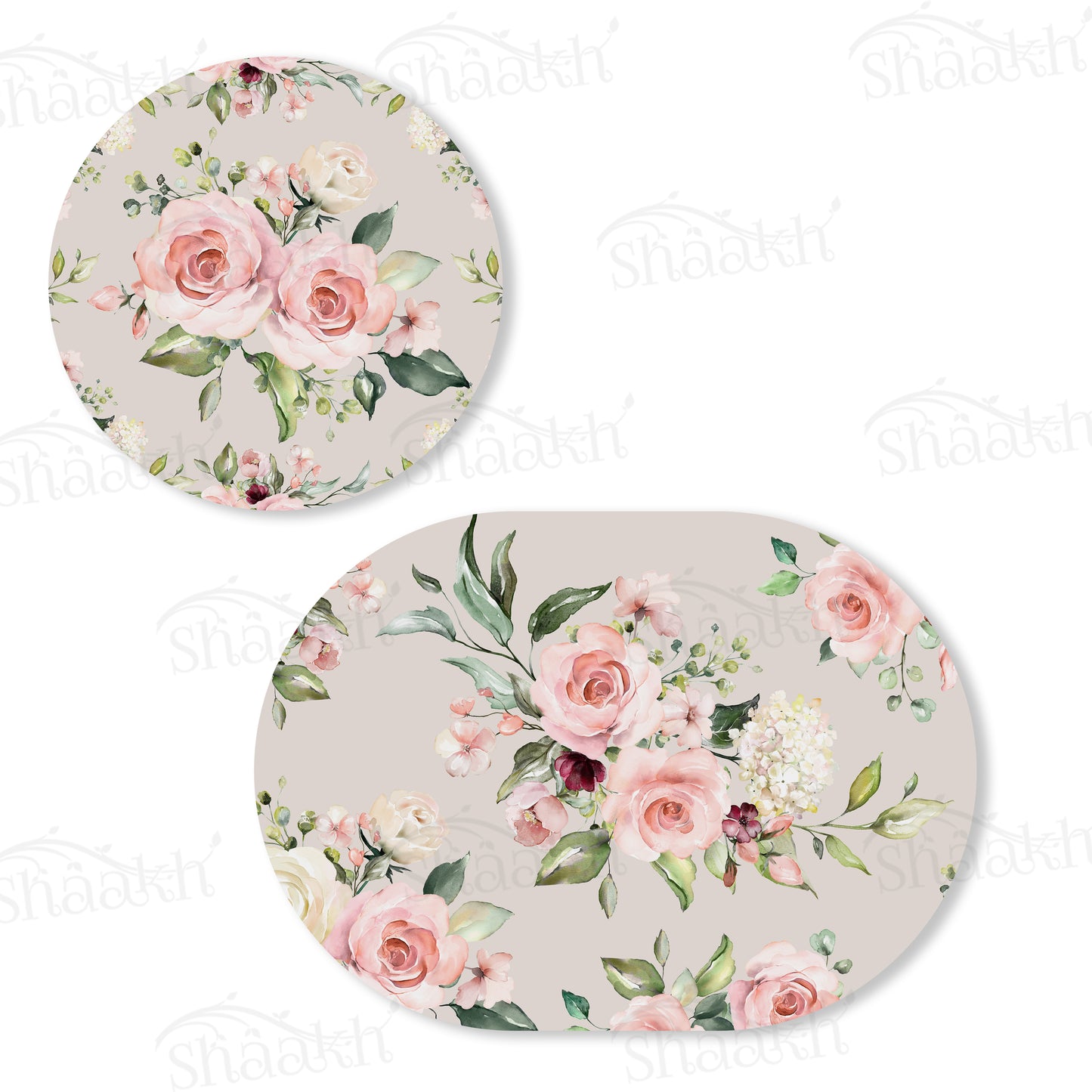 Watercolor Roses Bunch Coordinated Set | TWC 021 (8 Mats, 4 Trivets)