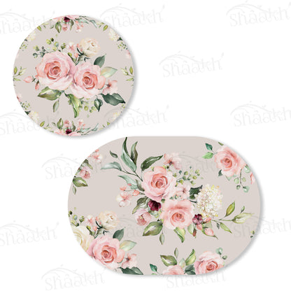 Watercolor Roses Bunch Coordinated Set | TWC 021 (8 Mats, 4 Trivets)