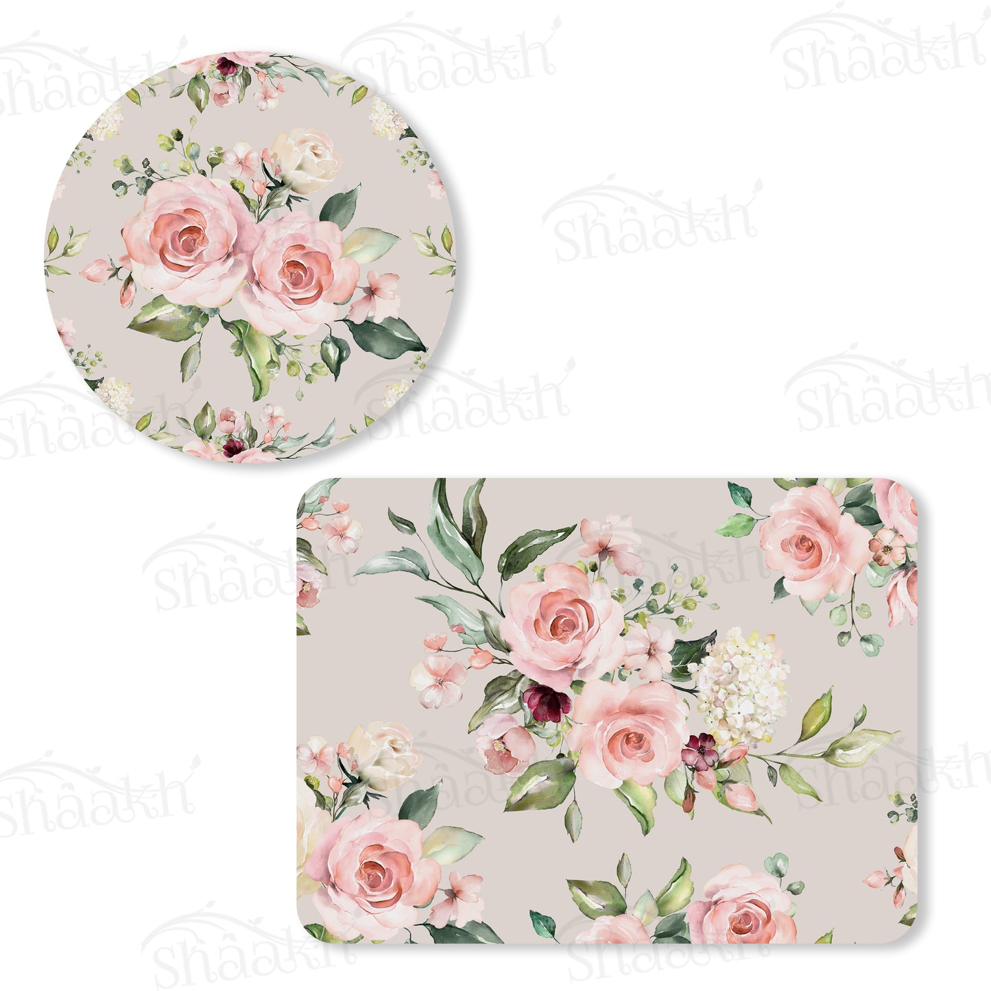 Watercolor Roses Bunch Coordinated Set | TWC 021 (8 Mats, 4 Trivets)