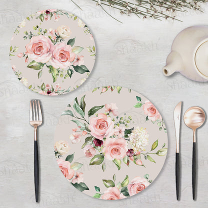 Watercolor Roses Bunch Coordinated Set | TWC 021 (8 Mats, 4 Trivets)