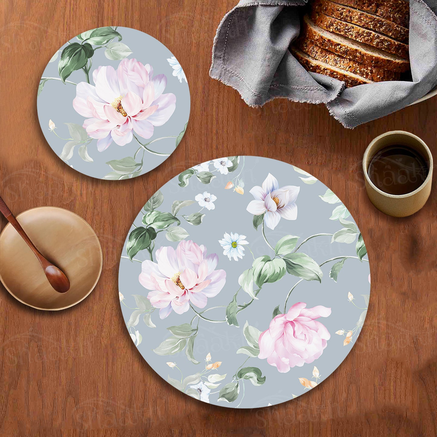 Delicate Blooms Coordinated Set — coordinated dining set by Shaakh, handcrafted in India