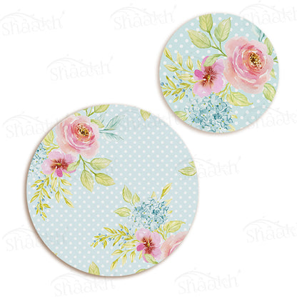 Flowers Bunch on Dotted Background Coordinated Set | TWC 028 (8 Mats, 4 Trivets)