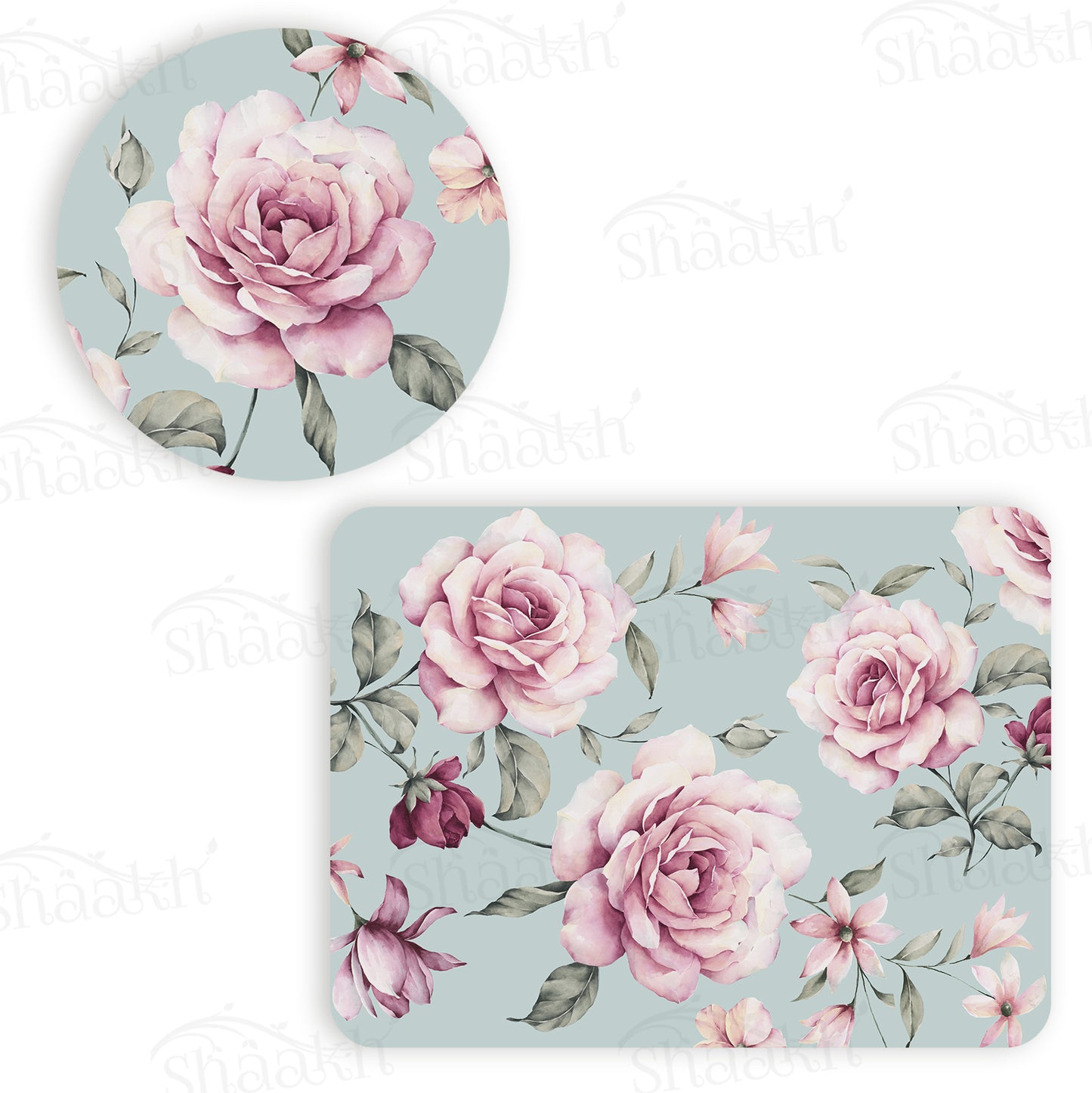 Pale Pink Roses Coordinated Set | TWC 030 (8 Mats, 4 Trivets)