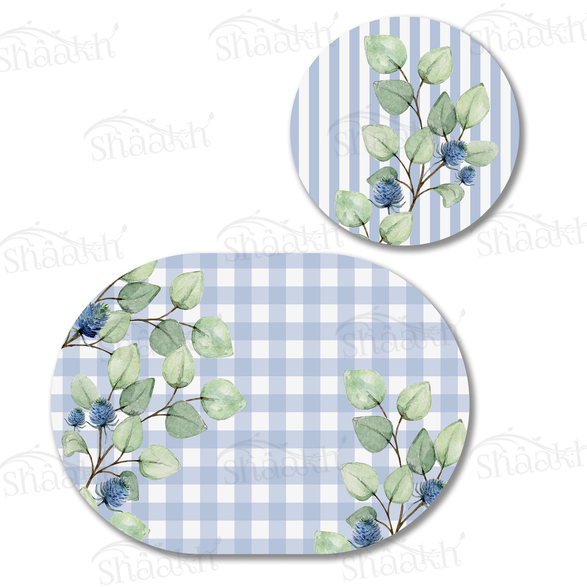 Blue and White Check Coordinated Set — coordinated dining set by Shaakh, handcrafted in India