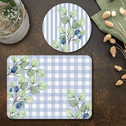 Blue and White Check Coordinated Set — coordinated dining set by Shaakh, handcrafted in India