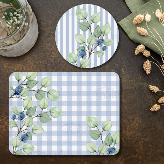 Blue and White Check Coordinated Set — coordinated dining set by Shaakh, handcrafted in India
