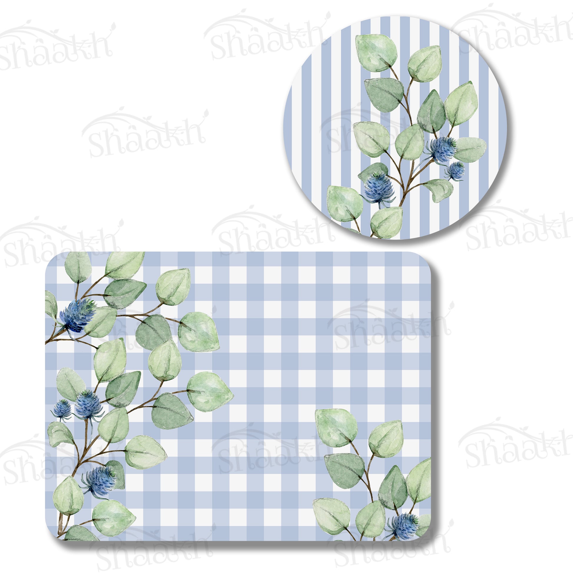 Blue and White Check Coordinated Set — coordinated dining set by Shaakh, handcrafted in India