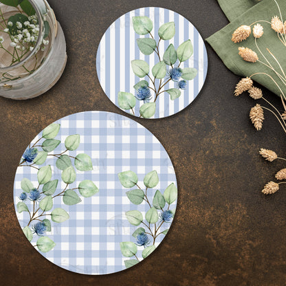 Blue and White Check Coordinated Set — coordinated dining set by Shaakh, handcrafted in India