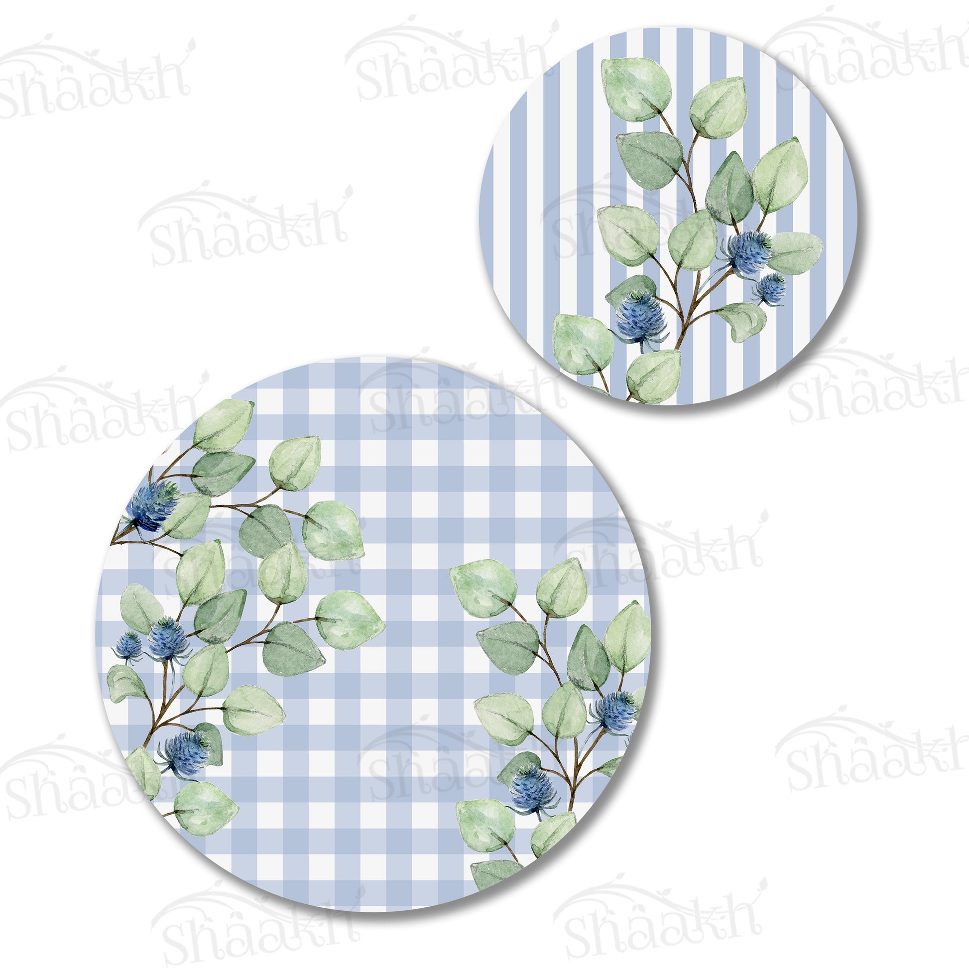 Blue and White Check Coordinated Set — coordinated dining set by Shaakh, handcrafted in India