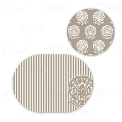 Ottoman Flower (Striped) Coordinated Set | TWC 044 (8 Mats, 4 Trivets)