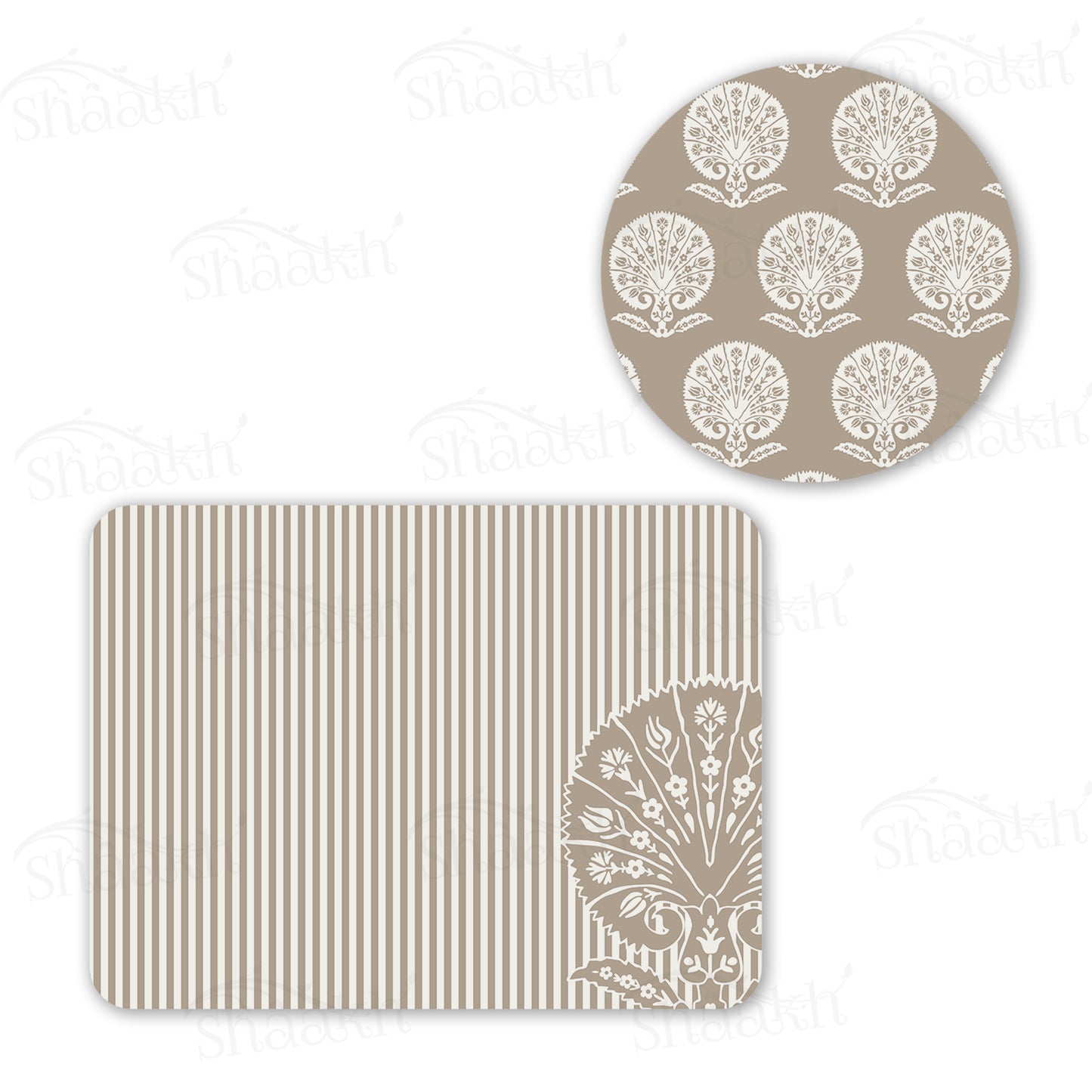 Ottoman Flower (Striped) Coordinated Set | TWC 044 (8 Mats, 4 Trivets)