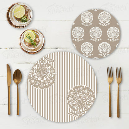 Ottoman Flower (Striped) Coordinated Set | TWC 044 (8 Mats, 4 Trivets)