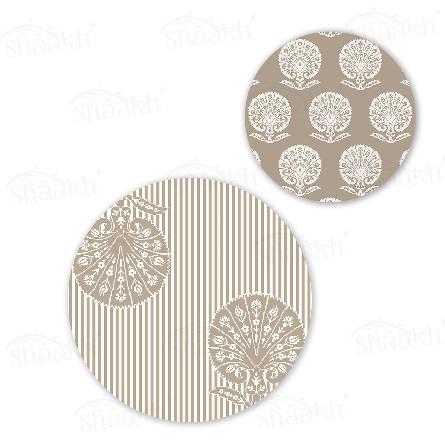 Ottoman Flower (Striped) Coordinated Set | TWC 044 (8 Mats, 4 Trivets)